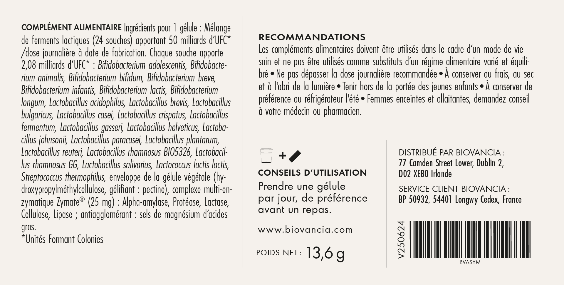 étiquette du produit Symbioflore 50